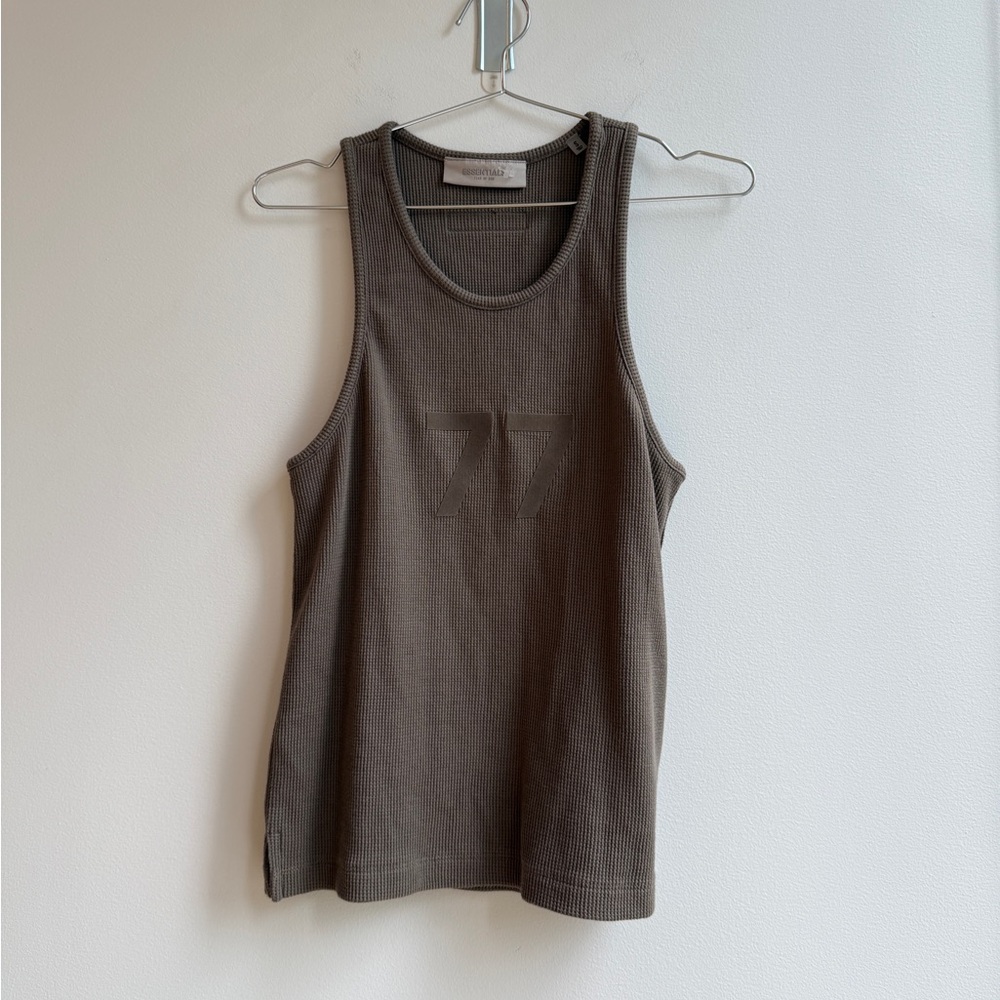 Fear of God Essentials Tank Top 'Wood' Number 77 Brown Racerback Ribbed Small - Picture 3 of 6